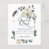 BUDGET Elegant White Roses Arch Wedding Invite Flyer (Voorkant)