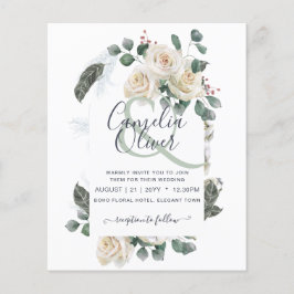 BUDGET Elegant White Roses Arch Wedding Invite Flyer