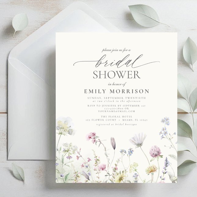 Budget Elegant Wildflower Bridal Shower Invitation (Creator heeft geüpload)