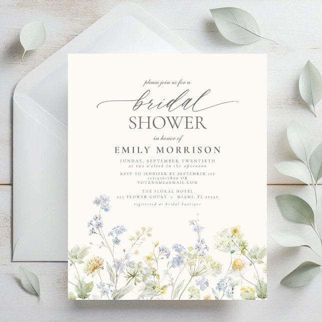 Budget Elegant Wildflower Bridal Shower Invitation (Creator heeft geüpload)