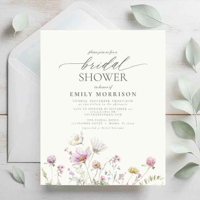 Budget Elegant Wildflower Bridal Shower Invitation (Creator heeft geüpload)