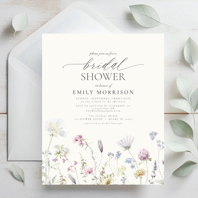 Budget Elegant Wildflower Bridal Shower Invitation (Creator heeft geüpload)