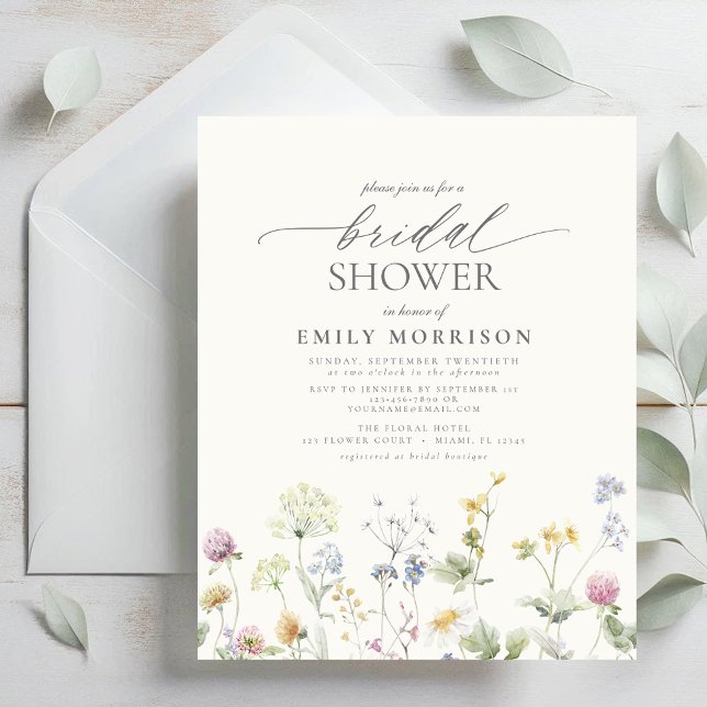 Budget Elegant Wildflower Bridal Shower Invitation (Creator heeft geüpload)