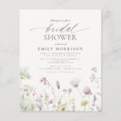 Budget Elegant Wildflower Bridal Shower Invitation Flyer (Voorkant)