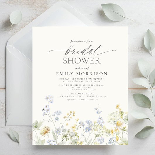 Budget Elegant Wildflower Bridal Shower Invitation Flyer