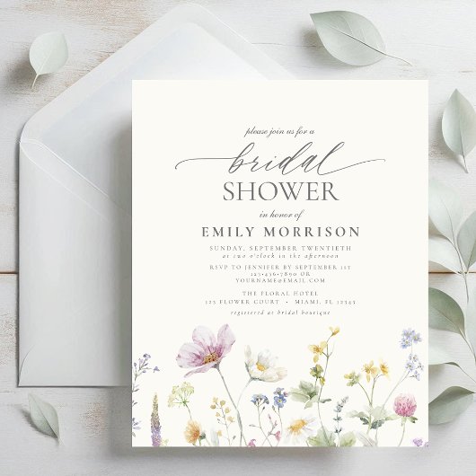 Budget Elegant Wildflower Bridal Shower Invitation Flyer