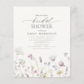 Budget Elegant Wildflower Bridal Shower Invitation Flyer (Voorkant)