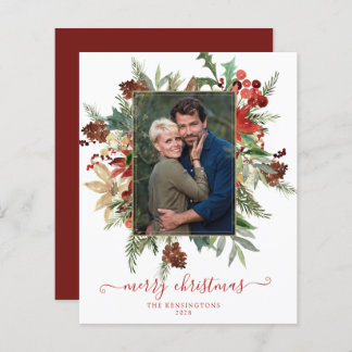 Budget Elegant Winter Floral Gold kerstfoto