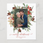 Budget Elegant Winter Floral Gold kerstfoto (Voorkant)