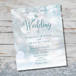 Budget Elegant Winter Wedding Invitation<br><div class="desc">Een elegante uitnodiging voor een winterbruiloft met elegante typografie en delicate sneeuwvlokken die door uw persoonlijke namen vallen,  speciale datum en details van de huwelijksfeestdag op een wintervorstachtergrond. Ontworpen door: Thisnotme©</div>