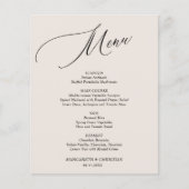 Budget Elegant Zand Minimalistisch Wedding Menu (Voorkant)