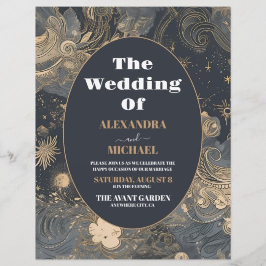 Budget Elegant Zilver Goud Hemelbruiloft Flyer (Voorkant)