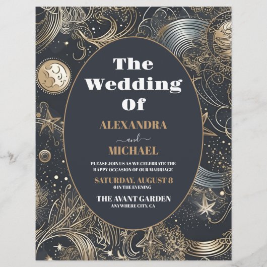 Budget Elegant Zilver Goud Hemelbruiloft Flyer (Voorkant)