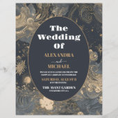 Budget Elegant Zilver Goud Hemels Huwelijk Flyer (Voorkant)