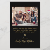 Budget Elegant Zwart Goud 5 Foto Kerst Kaart (Achterkant)