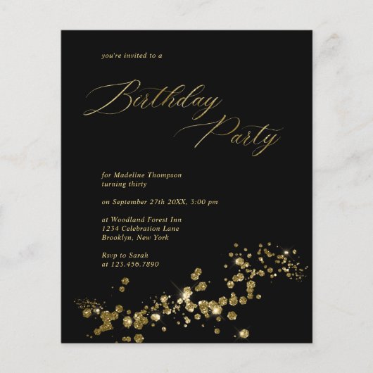 BUDGET Elegant Zwart Goud Confetti Volwassen Verja (Voorkant)