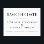Budget Elegant Zwart Wit Save The Date Briefkaart<br><div class="desc">Budget Classic Elegant Zwart-wit Typografie Bruiloft Save the Date Briefkaart</div>