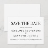Budget Elegant Zwart Wit Save The Date Briefkaart (Voorkant / Achterkant)