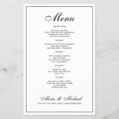 Budget elegant zwart-wit trouwmenu flyer (Voorkant)