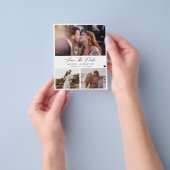 Budget elegante 3 foto bruiloft bewaar de datumkaa flyer (Hand)