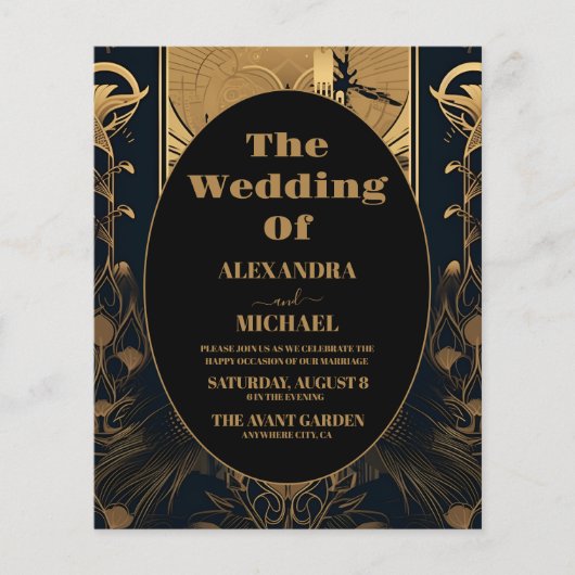 Budget Elegante Art Deco Peacocks Bruiloft (Voorkant)