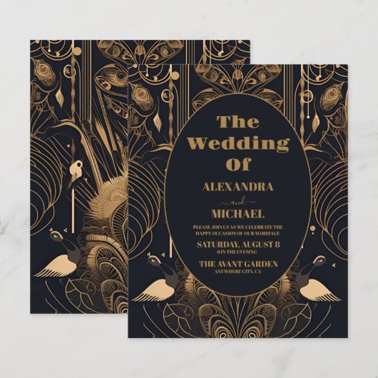 Budget Elegante Art Deco Peacocks Bruiloft (Voorkant / Achterkant)