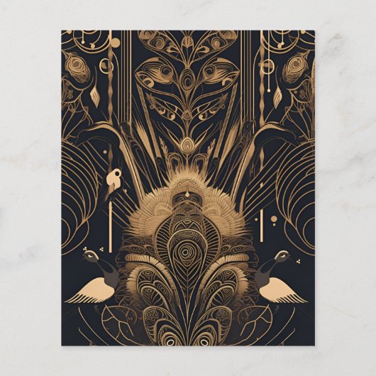 Budget Elegante Art Deco Peacocks Bruiloft (Achterkant)