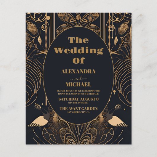 Budget Elegante Art Deco Peacocks Bruiloft (Voorkant)