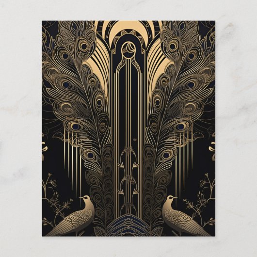 Budget Elegante Art Deco Peacocks Bruiloft (Achterkant)