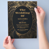 Budget Elegante Art Deco Peacocks Bruiloft Flyer (Hand)