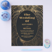 Budget Elegante Art Deco Peacocks Bruiloft Flyer (Enkel)