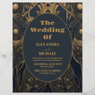 Budget Elegante Art Deco Peacocks Bruiloft Flyer