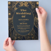 Budget Elegante Art Deco Peacocks Bruiloft Flyer (Hand)