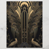 Budget Elegante Art Deco Peacocks Bruiloft Flyer (Achterkant)