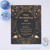 Budget Elegante Art Deco Peacocks Bruiloft Flyer (Enkel)