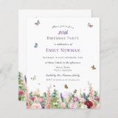 Budget Elegante Bloemen 30e Verjaardag Uitnodiging (Voorkant / Achterkant)