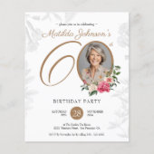 Budget Elegante Bloemen 60ste Verjaardag Uitnodigi (Voorkant)