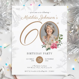 Budget Elegante Bloemen 60ste Verjaardag Uitnodigi