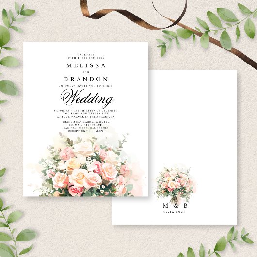 BUDGET Elegante Bloemen Boeket Monogram Huwelijk