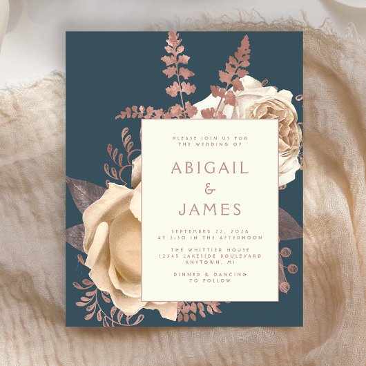 Budget Elegante Bloemen Ivoor Roos Goud Blauwgroen