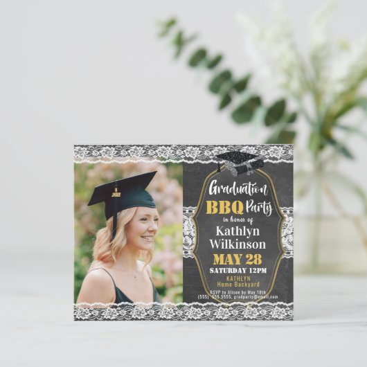 BUDGET Elegante Bloemen Kant Foto AFSTUDEERDER Uit (Staand voorkant)