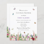 Budget Elegante Bloemen Koppels Douche Uitnodiging (Voorkant / Achterkant)