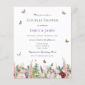 Budget Elegante Bloemen Koppels Douche Uitnodiging (Voorkant)