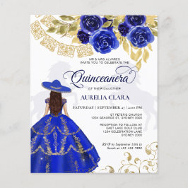 Budget Elegante Bloemen Royal Blue Paard Quinceañe