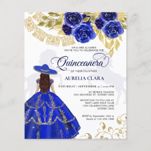 Budget Elegante Bloemen Royal Blue Paard Quinceañe