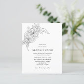 Budget Elegante Bloemen Schets Bruiloft Uitnodigin (Staand voorkant)