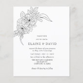 Budget Elegante Bloemen Schets Bruiloft Uitnodigin (Voorkant)