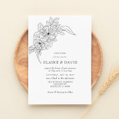 Budget Elegante Bloemen Schets Bruiloft Uitnodigin