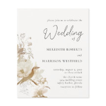 Budget Elegante  Bloemenbruiloft Uitnodiging