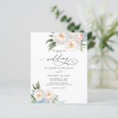Budget Elegante Blush Bloemen Bruiloft uitnodiging (Staand voorkant)